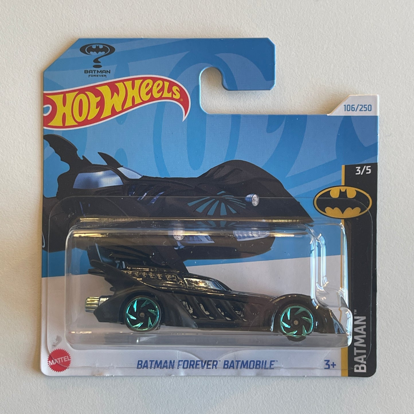 Hot Wheels Batman Forever Batmobile (Black) Short Card (Damaged) Batman 106/250 Treasure Hunt