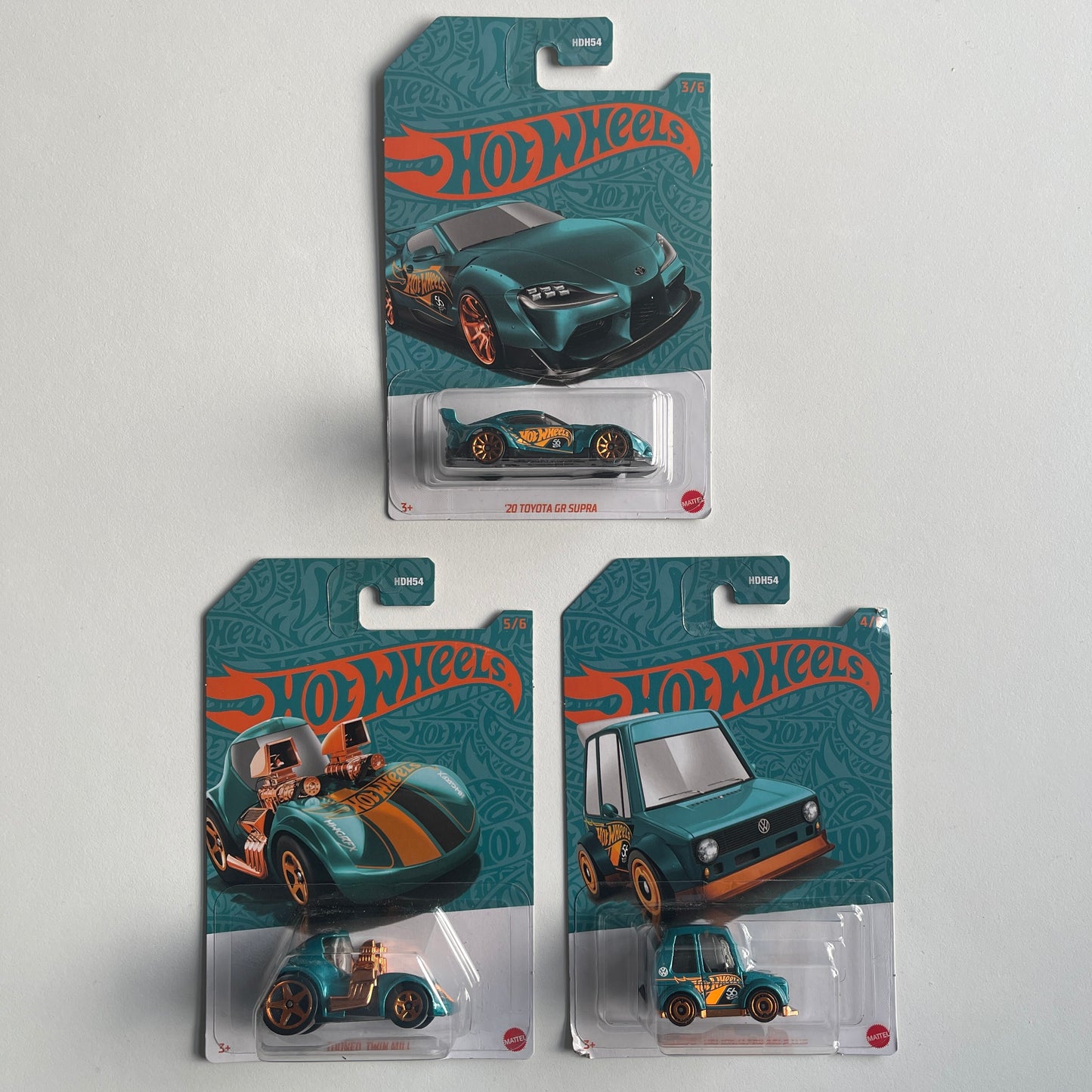 Hot Wheels 2024 Green And Gold Set of 3 Cars (Damaged)