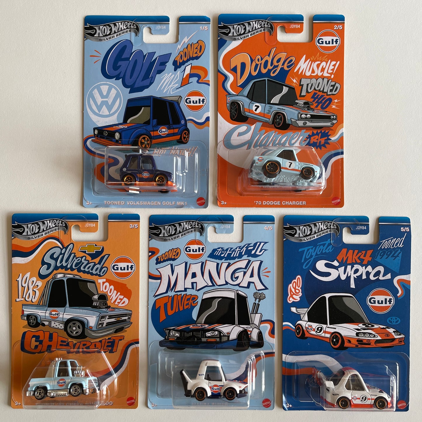 Hot Wheels Noppo Gulf Racing Set Of 5 Cars (Damaged)