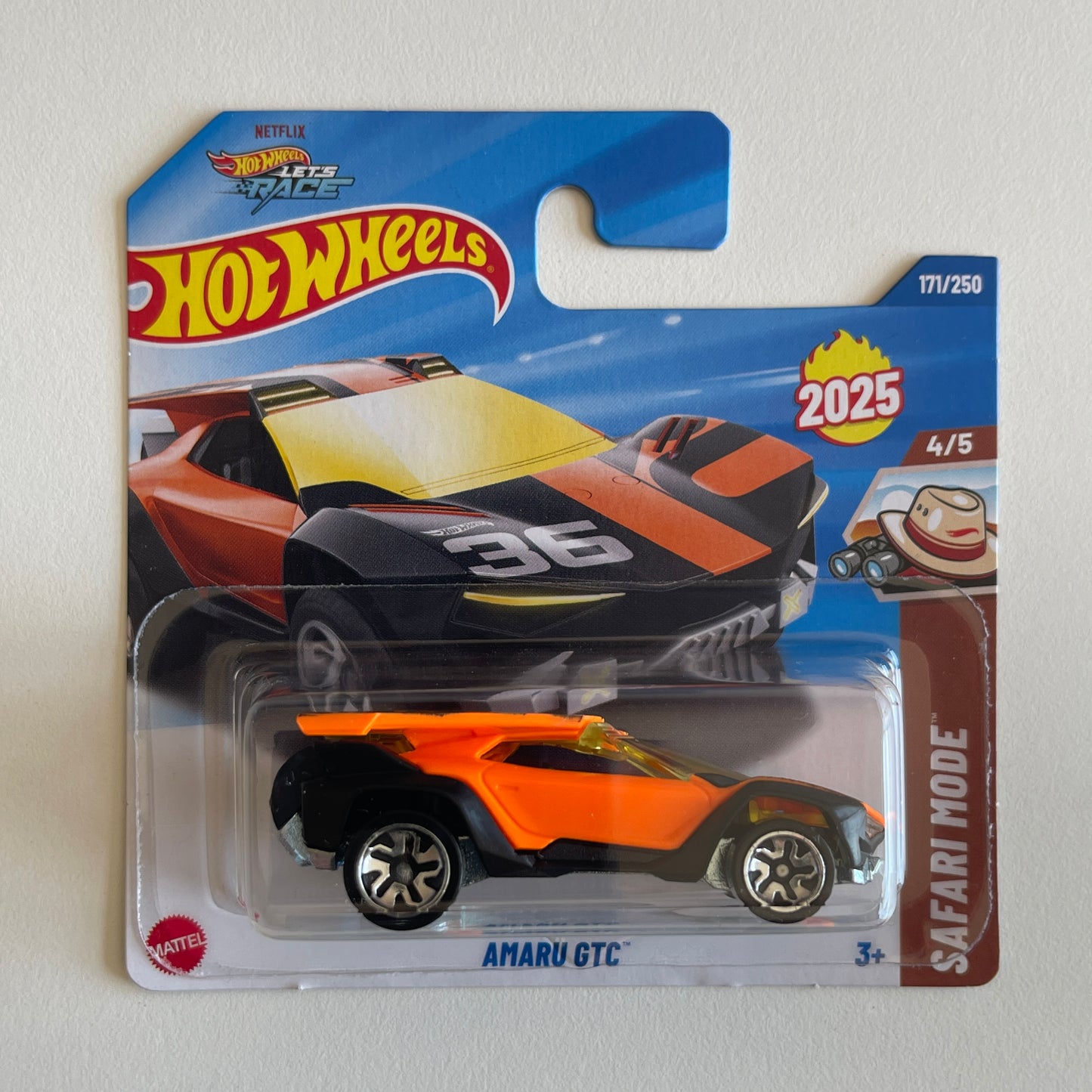 Hot Wheels Netflix Amaru GTC (Orange) Short Card Safari Mode 171/250