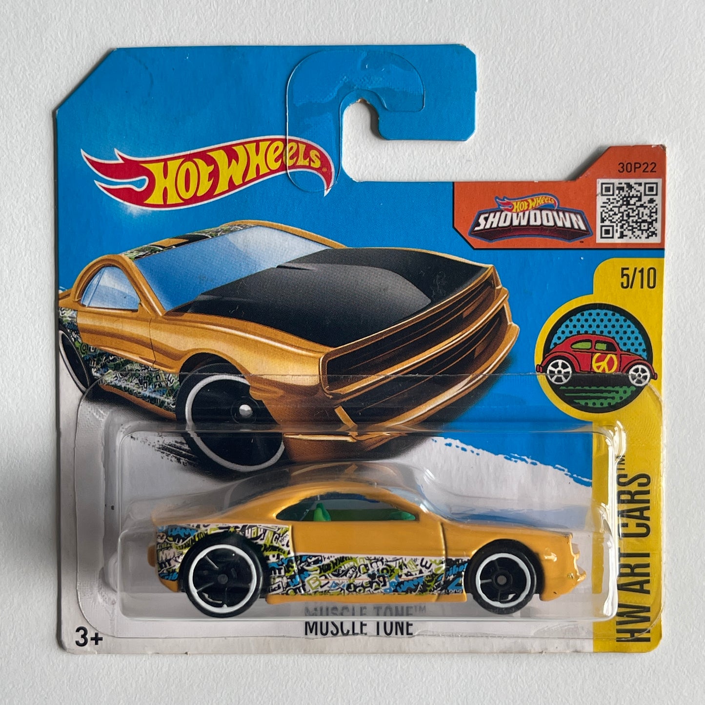 Hot Wheels 'Muscle Tone (Yellow) Short Card (Damaged) HW Art Cars 195/250