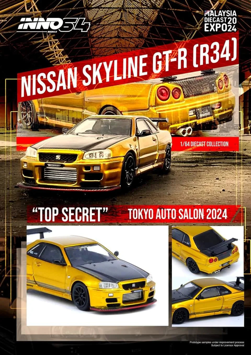 Inno64 Nissan Skyline GT-R (R34) Top Secret Tokyo Auto Salon 2024 Malysia Diecast Expo 2024 Special Edition