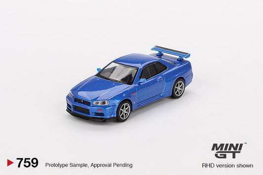 [PREORDER] MiniGT #759 Nissan Skyline GT-R (R34) V-Spec Bayside Blue