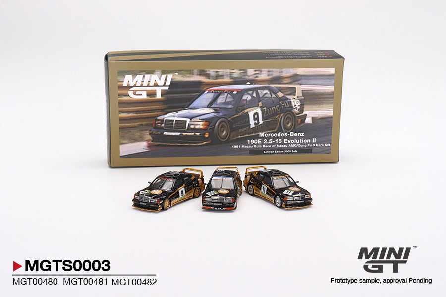 MiniGT Mercedes-Benz 190E 2.5-16 Evolution II 1991 Macau Guia Race of Macau AMG/Zung Fu 3 Cars Set