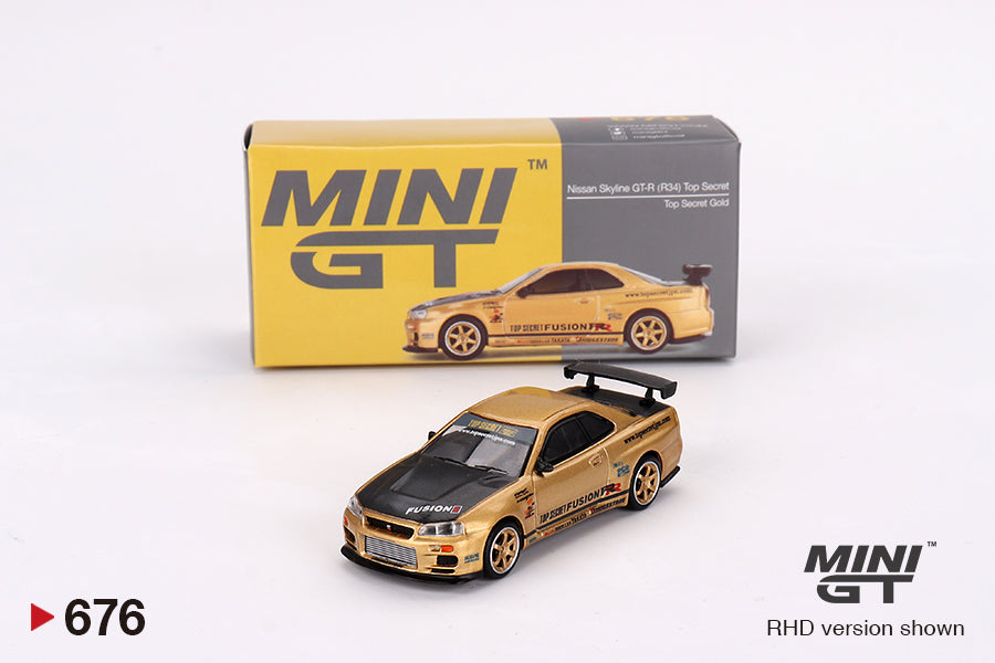 MiniGT #676 Nissan Skyline GT-R (R34) Top Secret Top Secret Gold Japan Exclusive