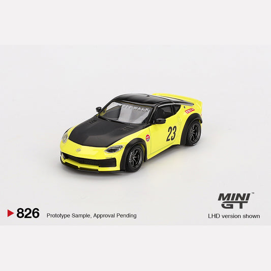 MiniGT #826 Nissan Z LB NATION WORKS Ikazuchi Yellow