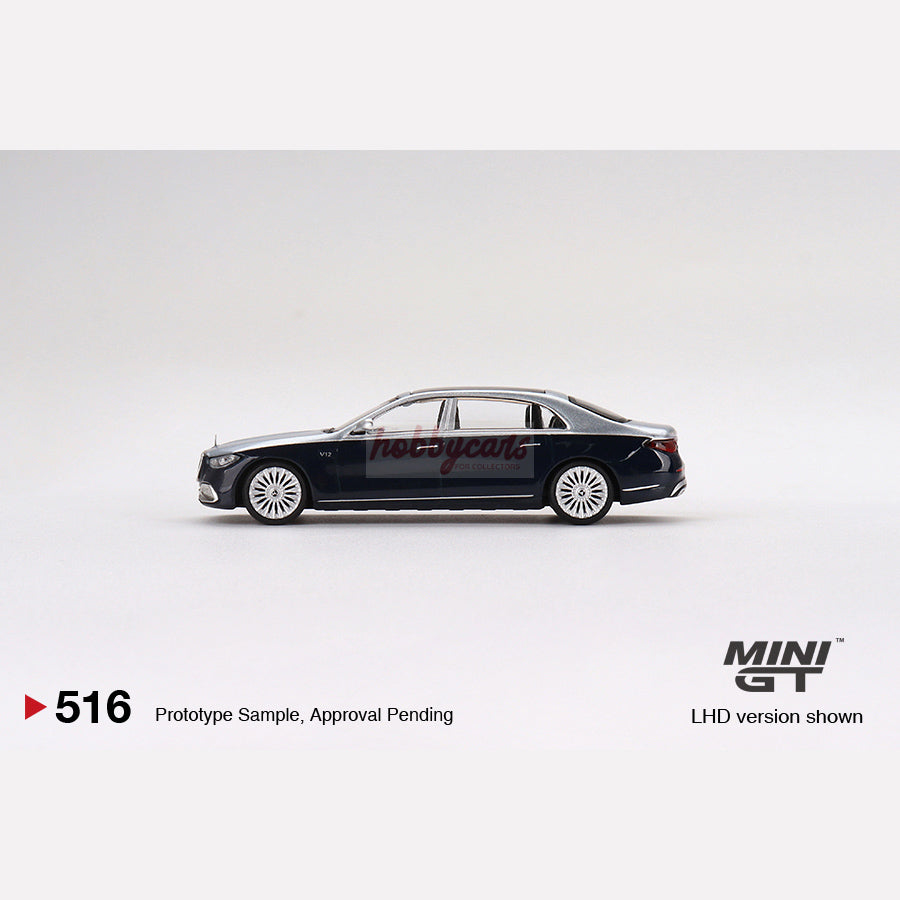MiniGT 516 Mercedes-Maybach S680 Cirrus Silver / Nautical Blue Metallic (Blister) CHASE