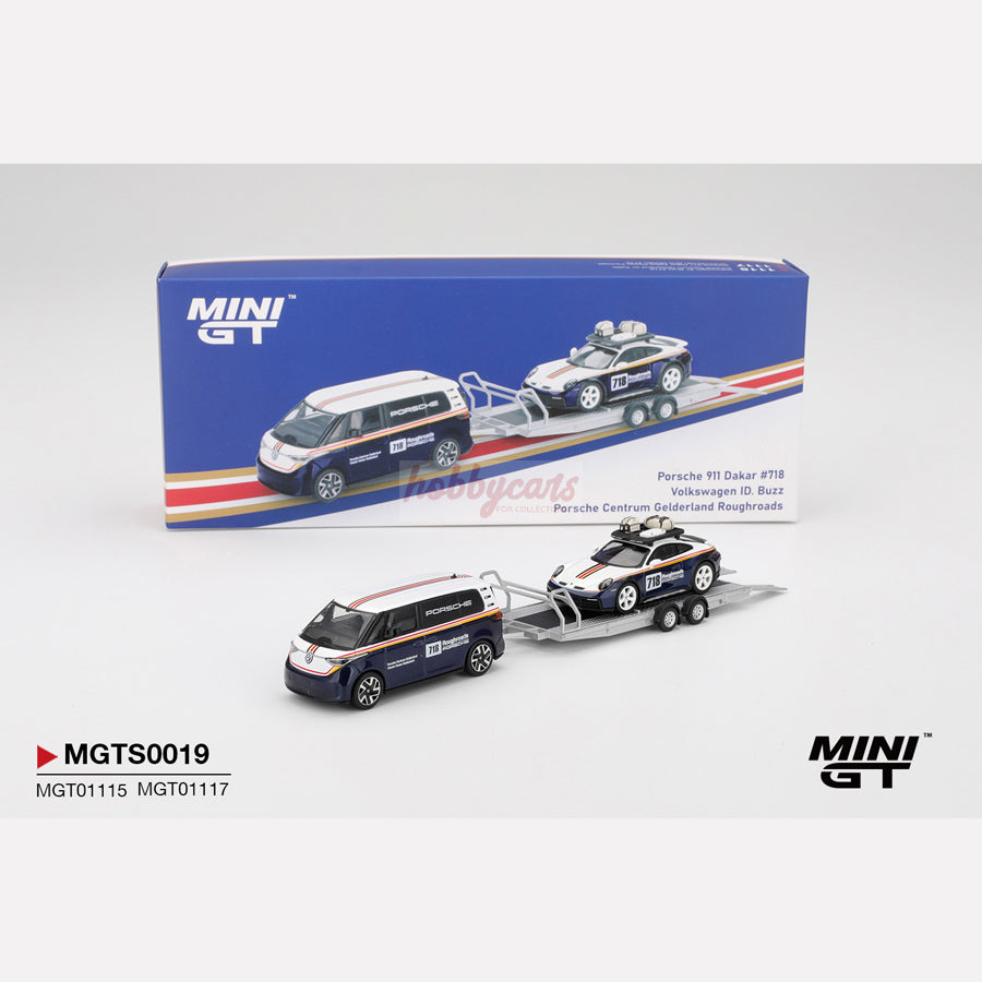 MiniGT Porsche 911 Dakar #718 / Volkswagen ID. Buzz Porsche Centrum Gelderland Roughroads Set (MGTS0019)