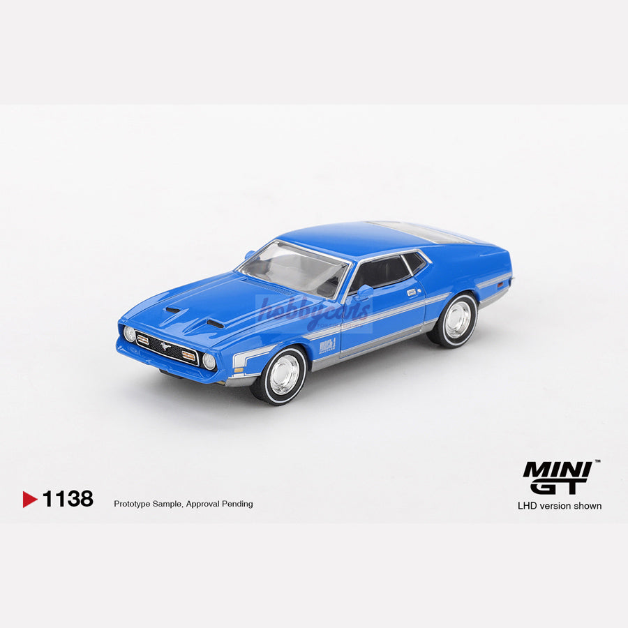 MiniGT #1138 Ford Mustang Mach 1 Grabber Blue (LHD)