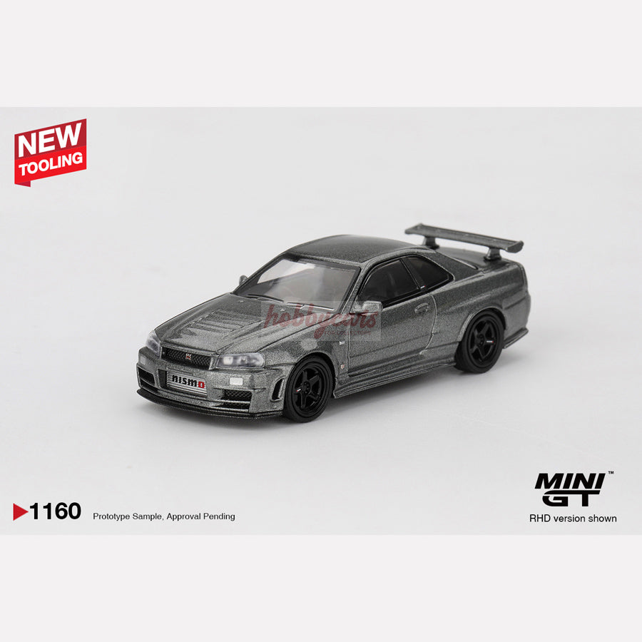 MiniGT #11160 Nissan Skyline GT-R Dark Metal Gray (NISMO BNR34 CRS Version) (RHD)