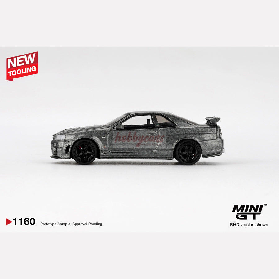MiniGT #11160 Nissan Skyline GT-R Dark Metal Gray (NISMO BNR34 CRS Version) (RHD)