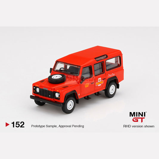 MiniGT #152 Land Rover Defender 110 UK Royal Mail Post Bus (RHD)