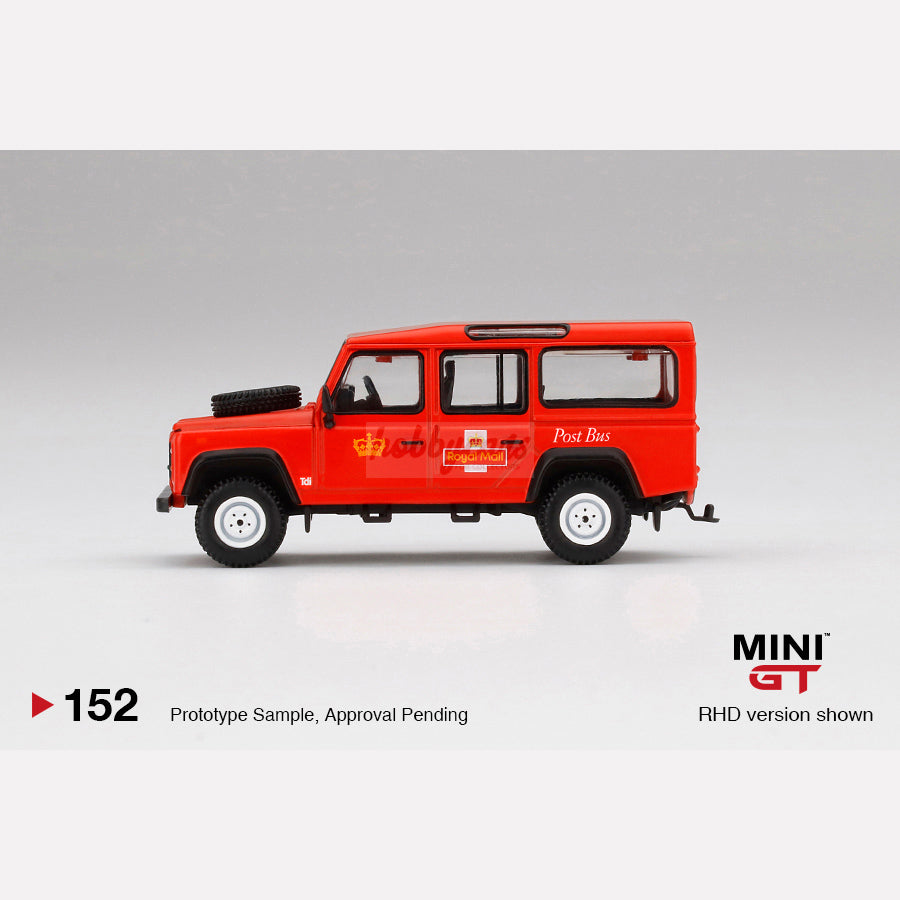 MiniGT #152 Land Rover Defender 110 UK Royal Mail Post Bus (RHD)