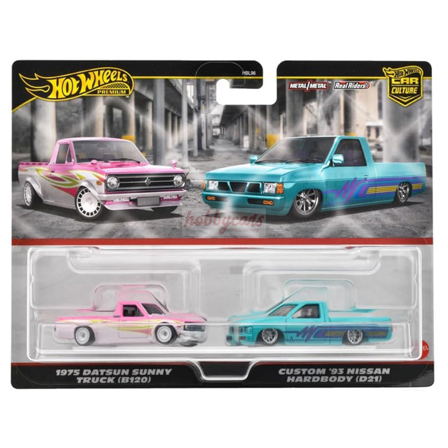 Hot Wheels 2 Twin Pack 1975 Datsun Sunny Truck (B120), Custom '93 Nissan Hardbody (D21)
