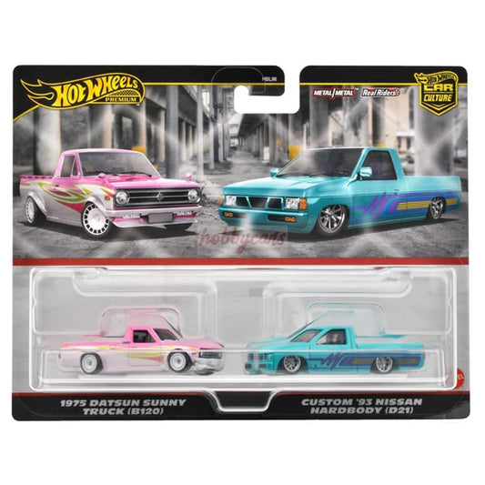 Hot Wheels 2 Twin Pack 1975 Datsun Sunny Truck (B120), Custom '93 Nissan Hardbody (D21)