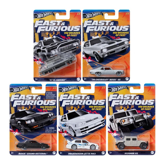 Hot Wheels [2024 Fast & Furious] (HW Decades of Fast) Set of 5 Cars (Damaged)
