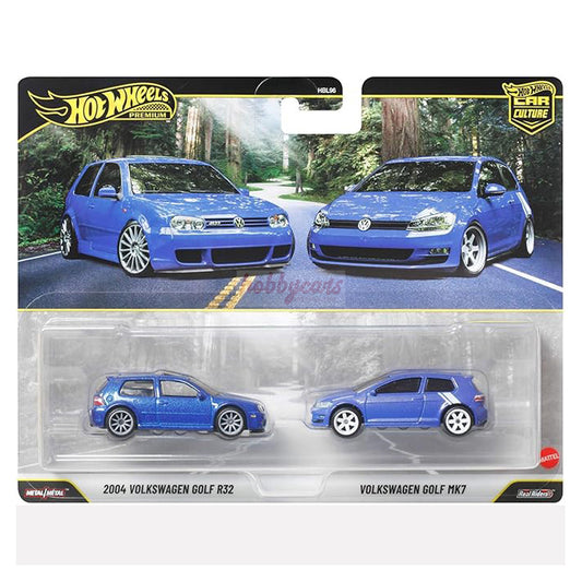 Hot Wheels 2 Twin Pack 2004 Volkswagen Gold R32 - Volkswagen Golf MK7