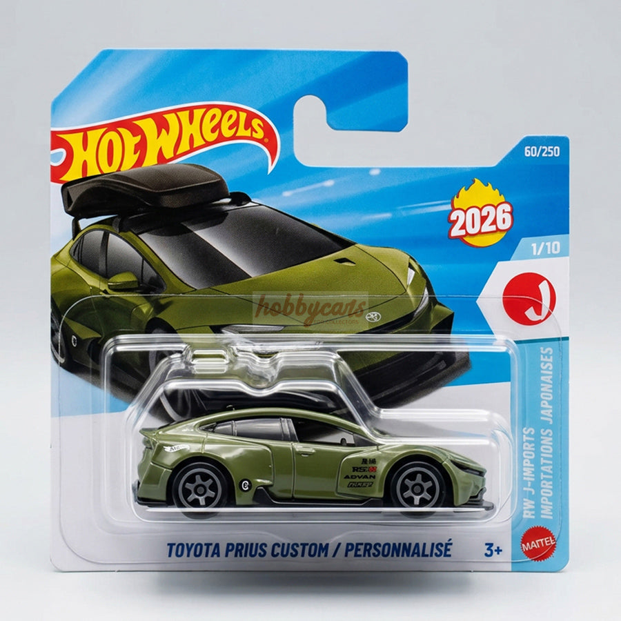 Hot Wheels Toyota Prius Custom (Green) Short Card (Damaged) HW J-Imports (roof box)