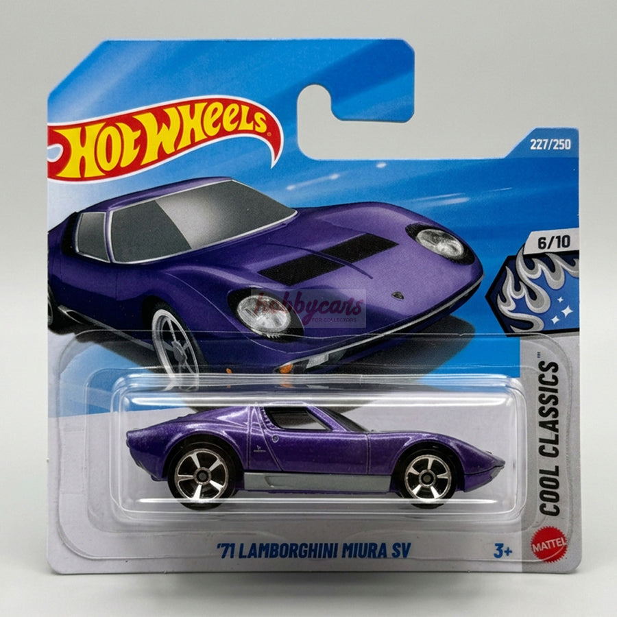 Hot Wheels '71 Lamborghini Miura SV (Purple) Short Card Cool Classics 227/250