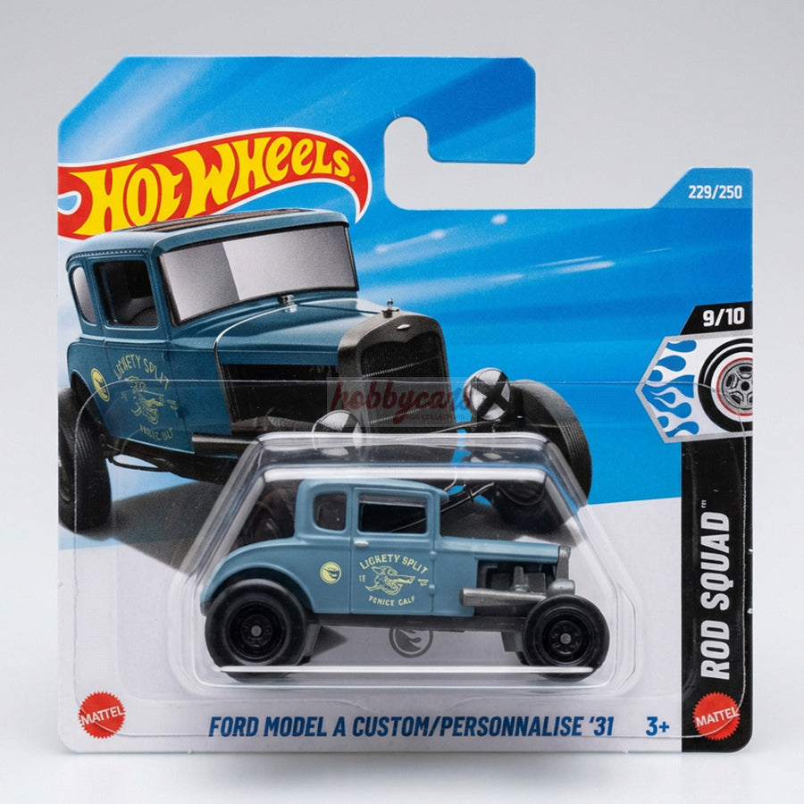 Hot Wheels Ford Model A Custom (Blue) Short Card (Damaged) Rod Squad 229/250 Treasure Hunt
