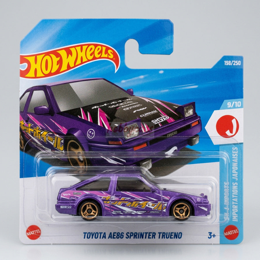 Hot Wheels Toyota AE86 Sprinter Trueno (Purple) Short Card (Damaged) HW J-Imports 198/250
