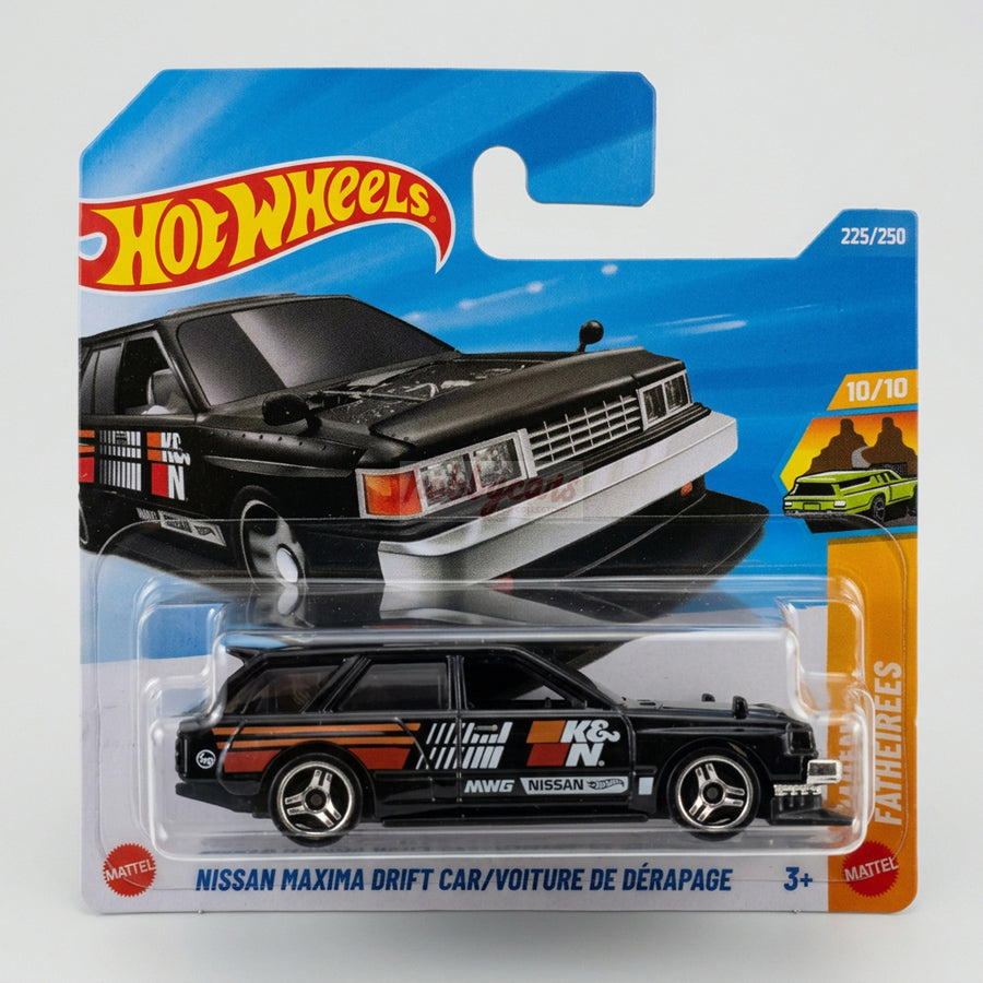 Hot Wheels Nissan Maxima Drift Car (Black) Short Card (Damaged) Wagons 225/250