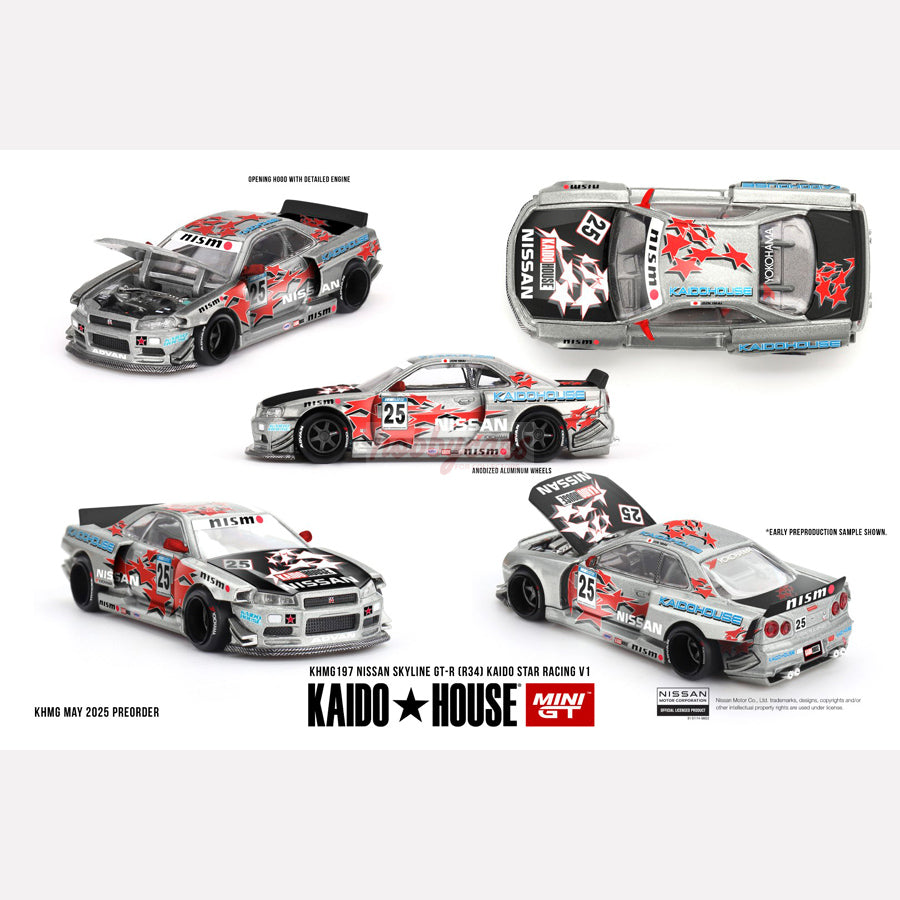 MiniGT KAIDO HOUSE #197 Nissan Skyline GT-R (R34) Kaido Star Racing V1
