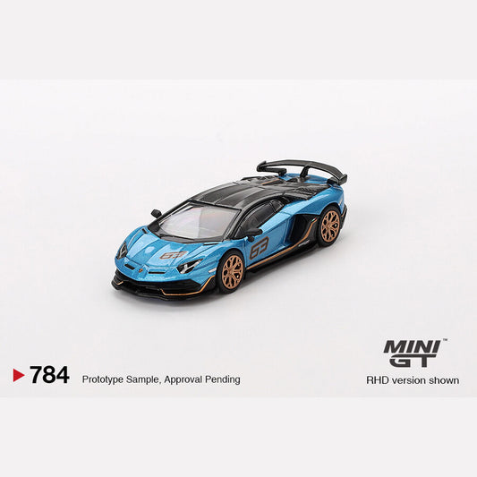 MiniGT #784 Lamborghini Aventador SVJ 63 Blu Aegir