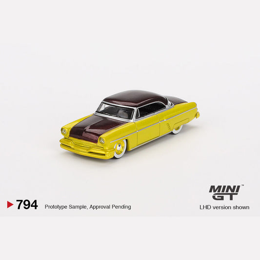 MiniGT #794 Lincoln Capri Hot Rod 1954 Lime Yellow