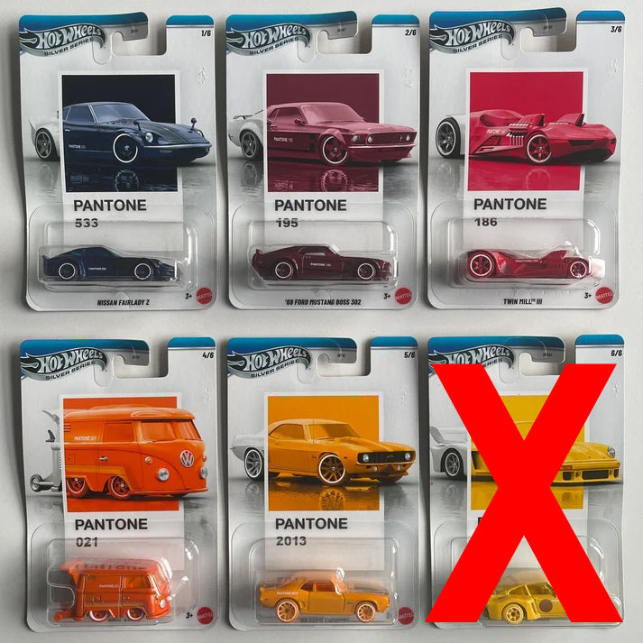 Hot Wheels [2025 Silver Series] Pantone A Assortment - Set of 5