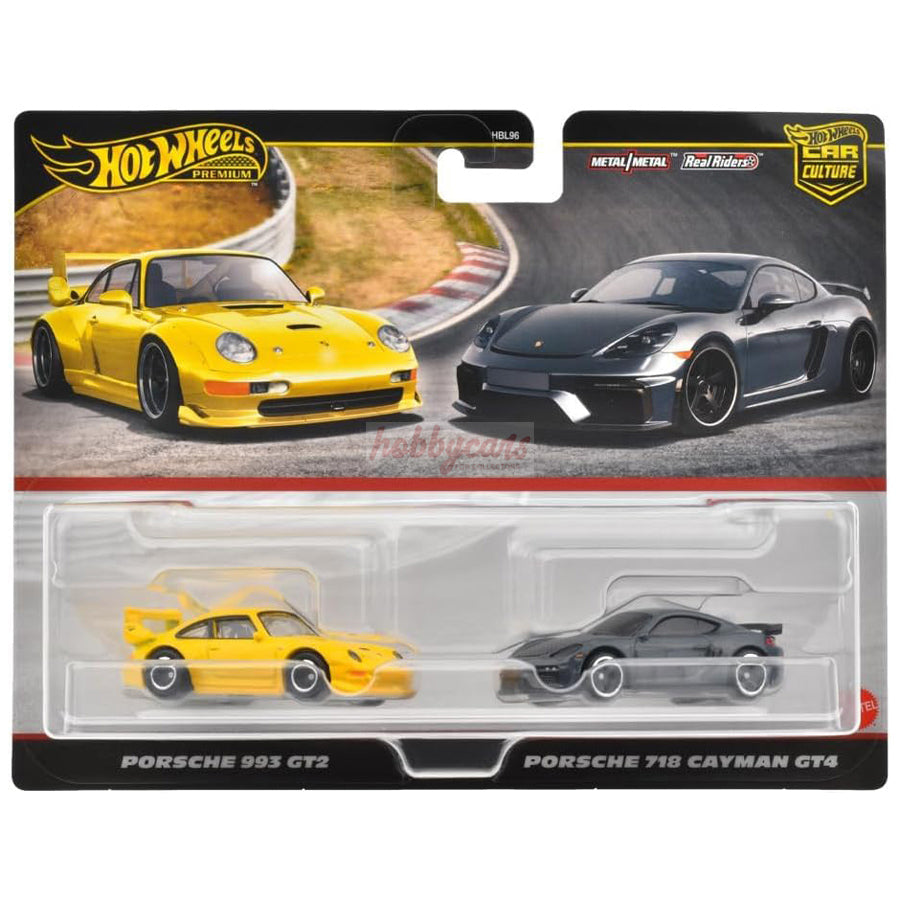 Hot Wheels 2 Twin Pack Audi Porsche 993 GT2, Porsche 718 Cayman GT4