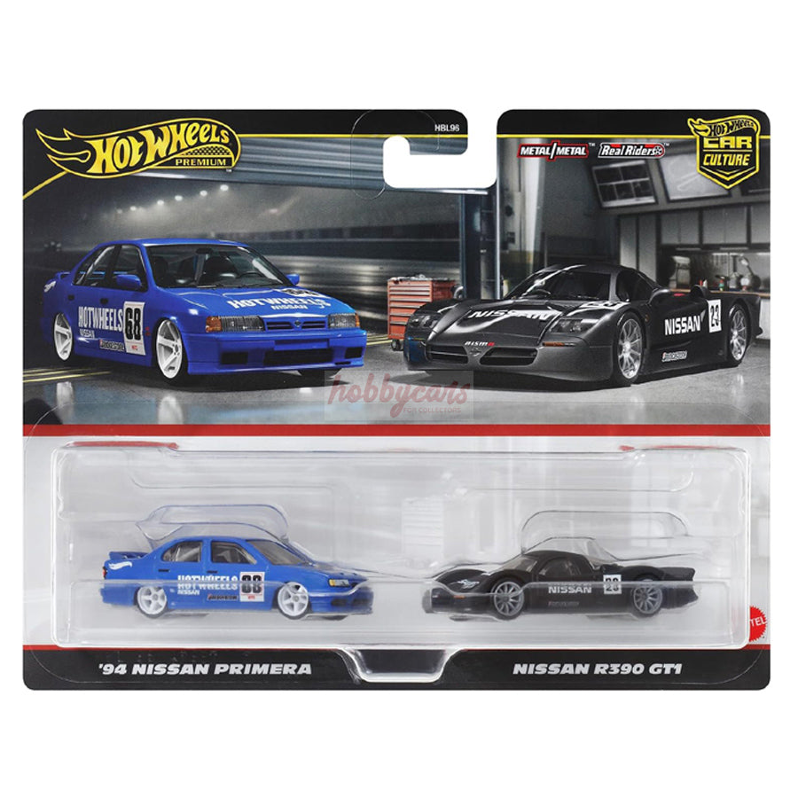 Hot Wheels 2 Twin Pack '94 Nissan Primera, Nissan R390 GT1 (Damaged)