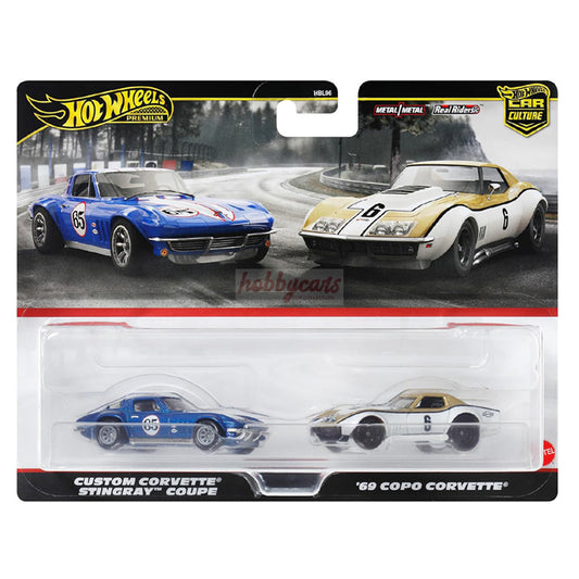Hot Wheels 2 Twin Pack Custom Corvette Stingray Coupe, '69 Copo Corvette
