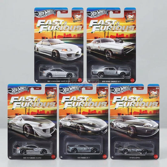Hot Wheels [2026 Fast & Furious] (Silver Anniversary Series) Set of 5 Cars (Damaged)