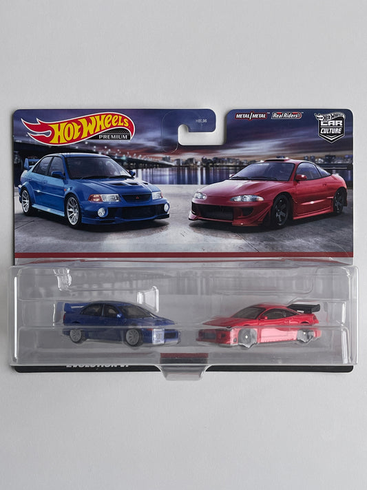 Hot Wheels 2 Twin Pack Mitsubishi Lancer Evolution 6, '95 Mitsubishi eclipse