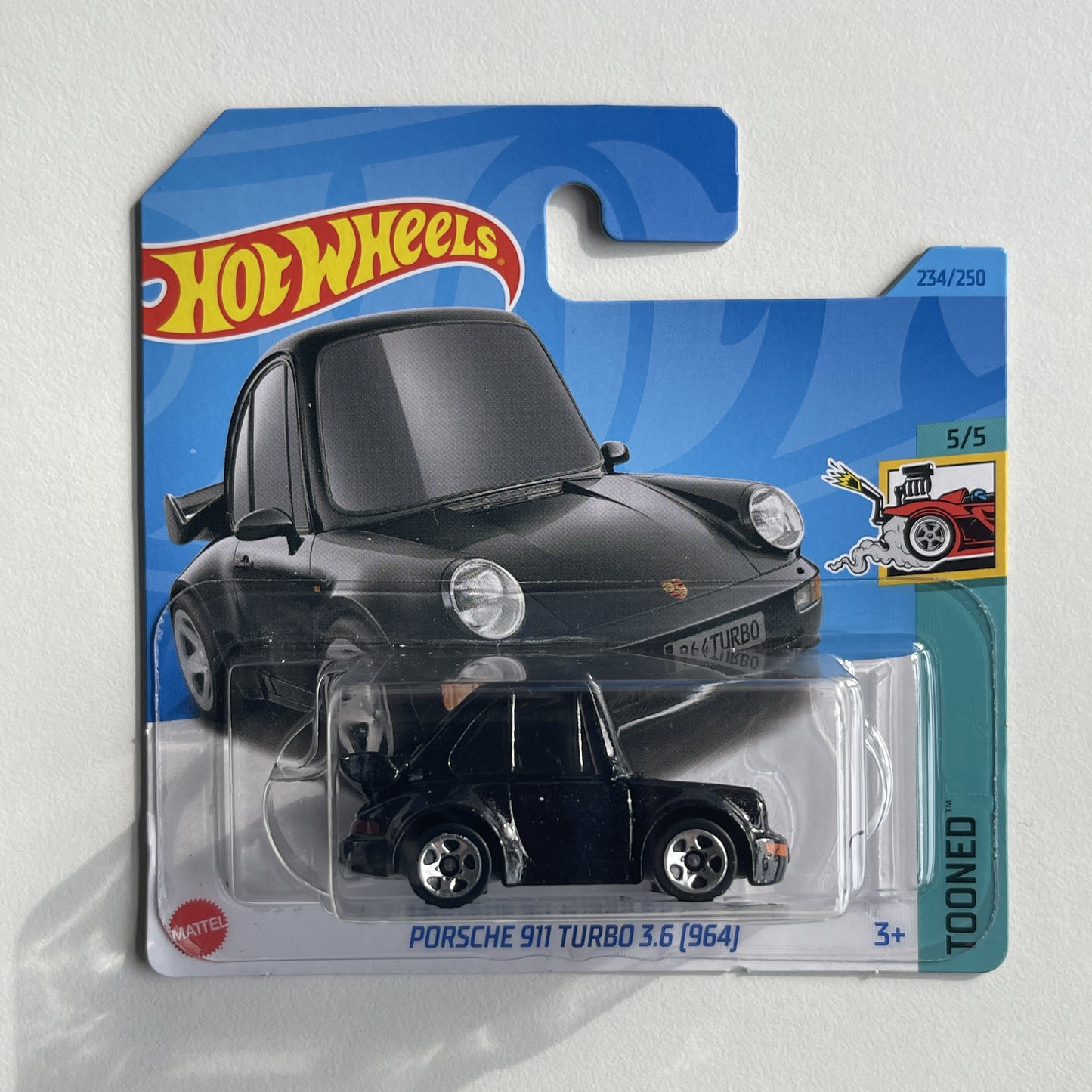 Hot Wheels Porsche 911 Turbo 3.6 (964)(Black) Short Card (Damaged) Tooned 234/250