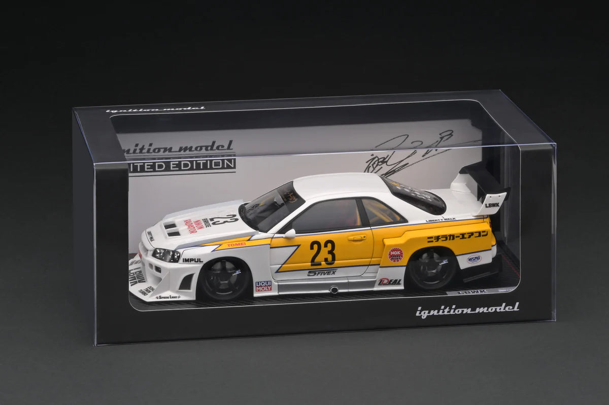 Ignition Model 1:18 LB-ER34 Super Silhouette Skyline White/Yellow