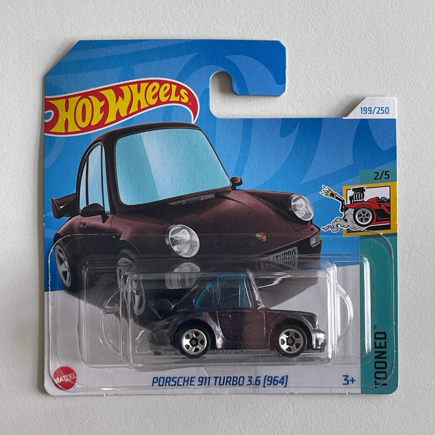 Hot Wheels Porsche 911 Turbo 3.6 (964)(Dark Grey) Short Card Tooned 199/250