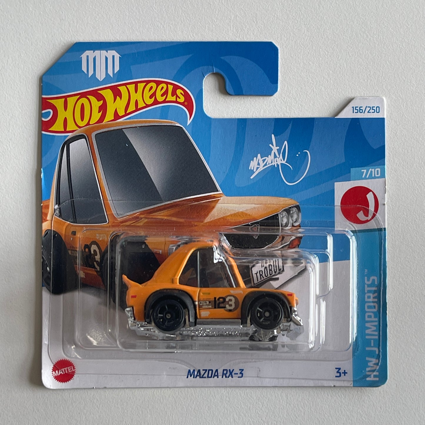 Hot Wheels Tooned Mazda RX-3 (Orange) Short Card (Damaged) HW J-Imports 156/250