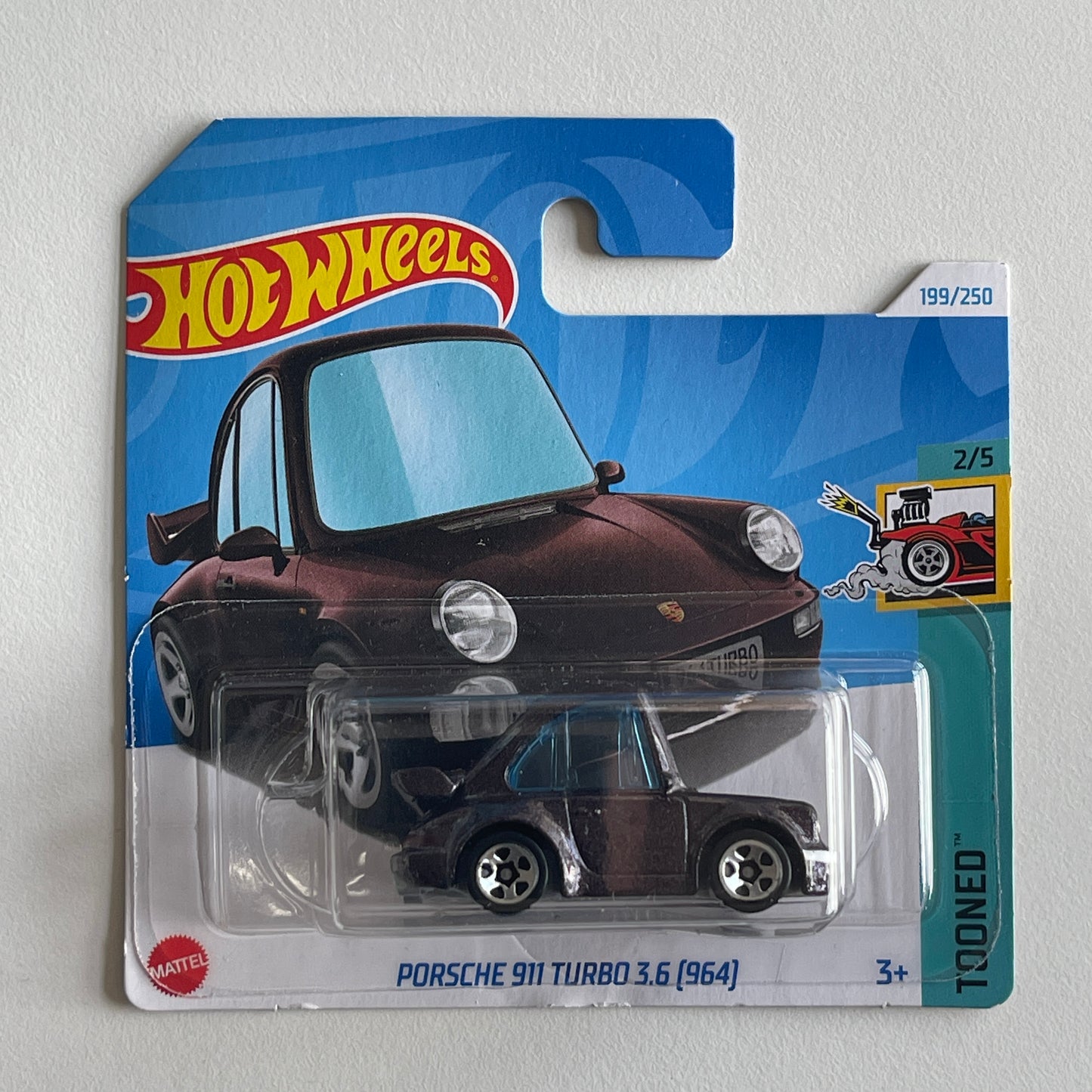 Hot Wheels Porsche 911 Turbo 3.6 (964)(Dark Grey) Short Card (Damaged) Tooned 199/250