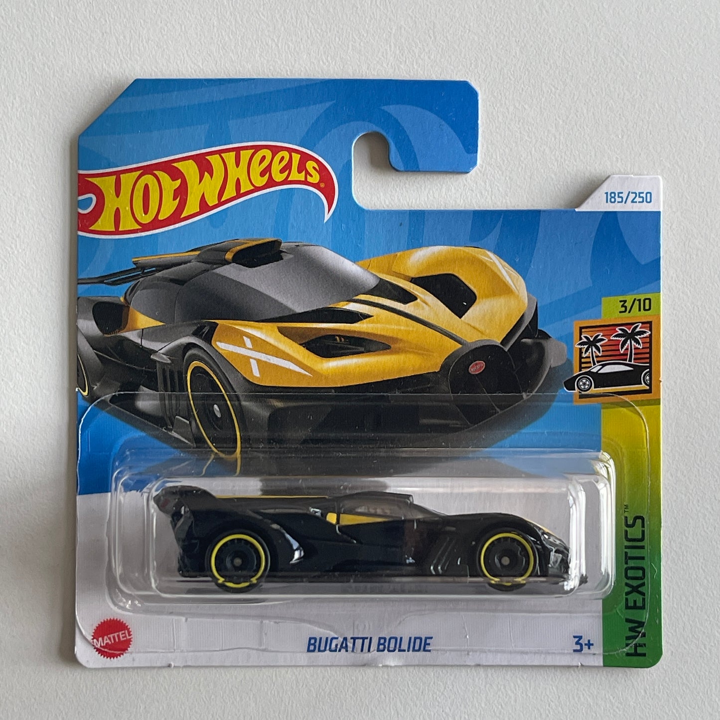 Hot Wheels Bugatti Bolide (Black/Yellow) Short Card HW Exotics 185/250