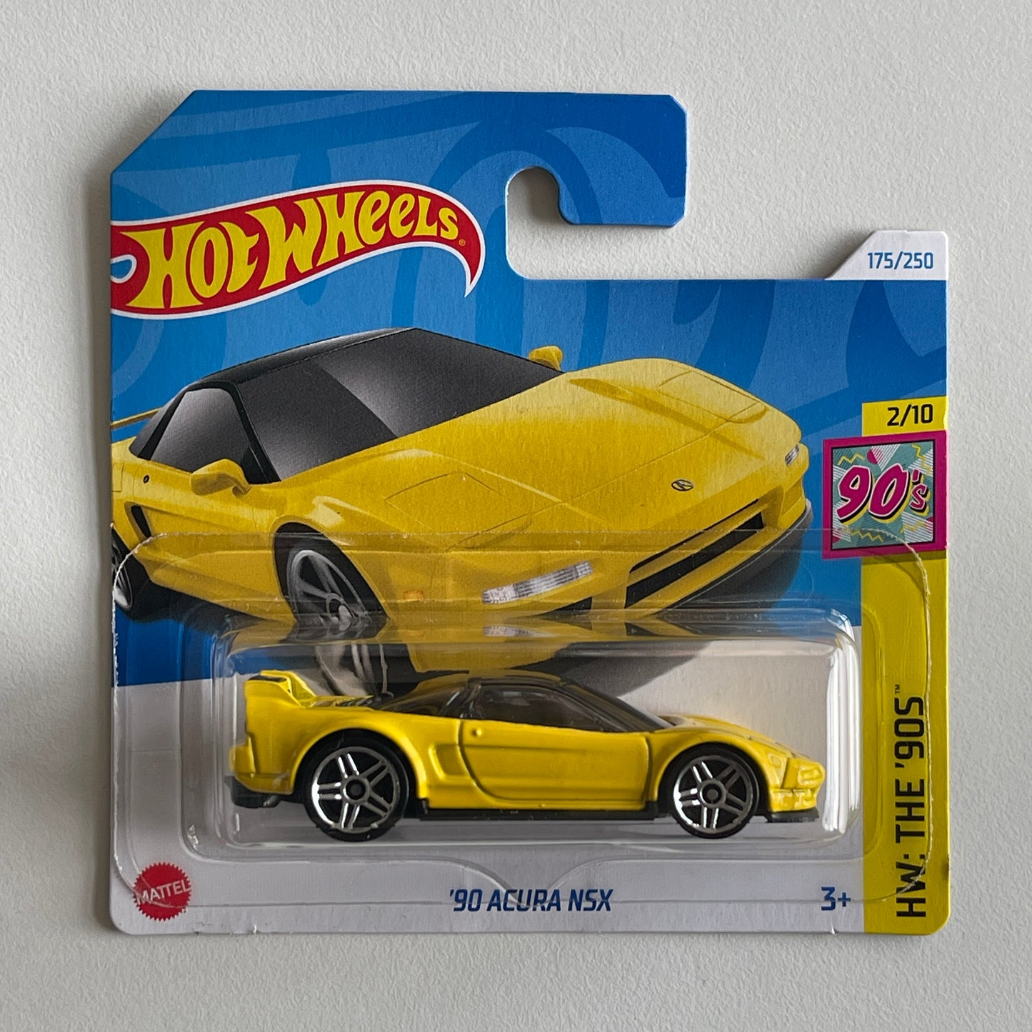 Hot Wheels '90 Acura NSX (Yellow) Short Card HW: The '90s 175/250