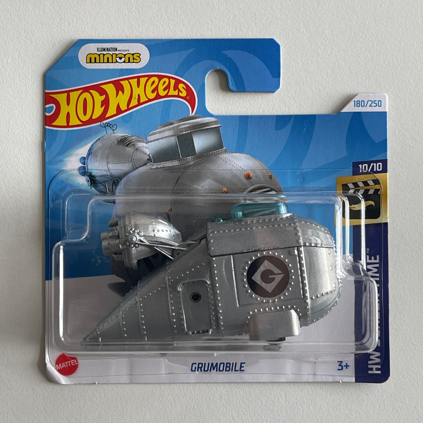 Hot Wheels Minions Grumobile (Grey) Short Card (Damaged) HW Screen Time 180/250 (Copy)