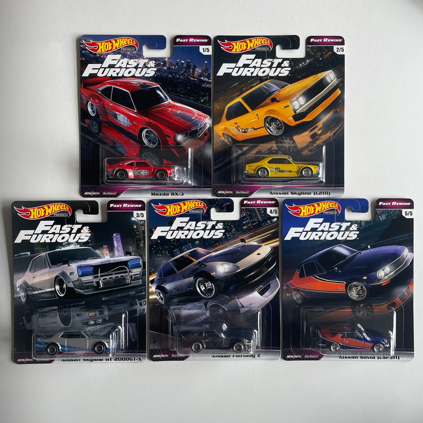 Hot Wheels 2019 Fast & Furious Fast Rewind Set Of 5 Cars Box (Opened)