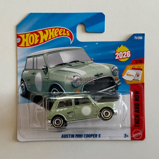 Hot Wheels Austin Mini Cooper S (Green) Short Card (Damaged) Then And Now 71/250