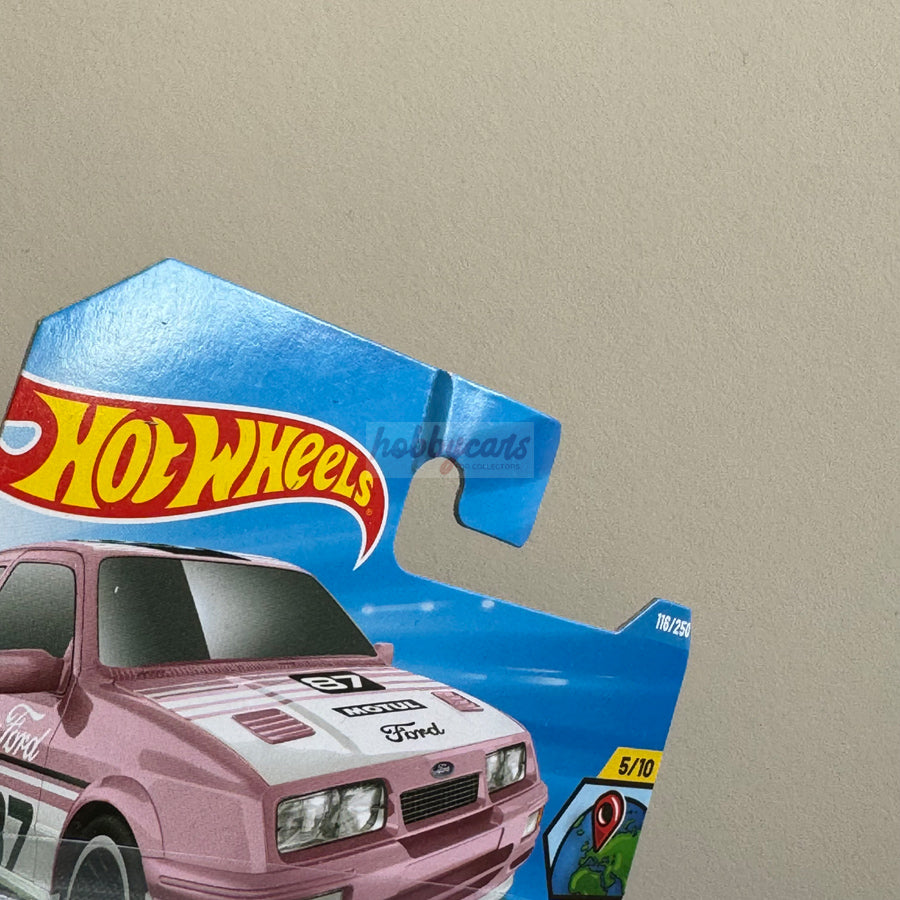 Hot Wheels '87 Ford Sierra Cosworth (Pink) Short Card (Damaged) HW Euro 116/250