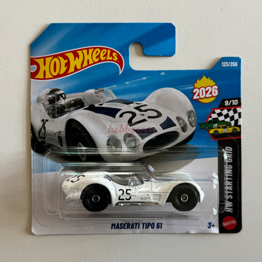 Hot Wheels Maserati Tipo 61 (White) Short Card (Damaged) HW Starting Grid 123/250
