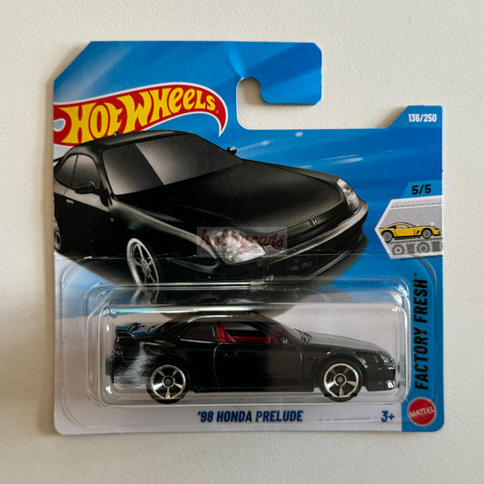 Hot Wheels '98 Honda Prelude (Black) Short Card (Damaged) Factory Fresh 136/250