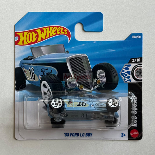 Hot Wheels '33 Ford Lo Boy (Blue) Short Card Rod Squad 119/250