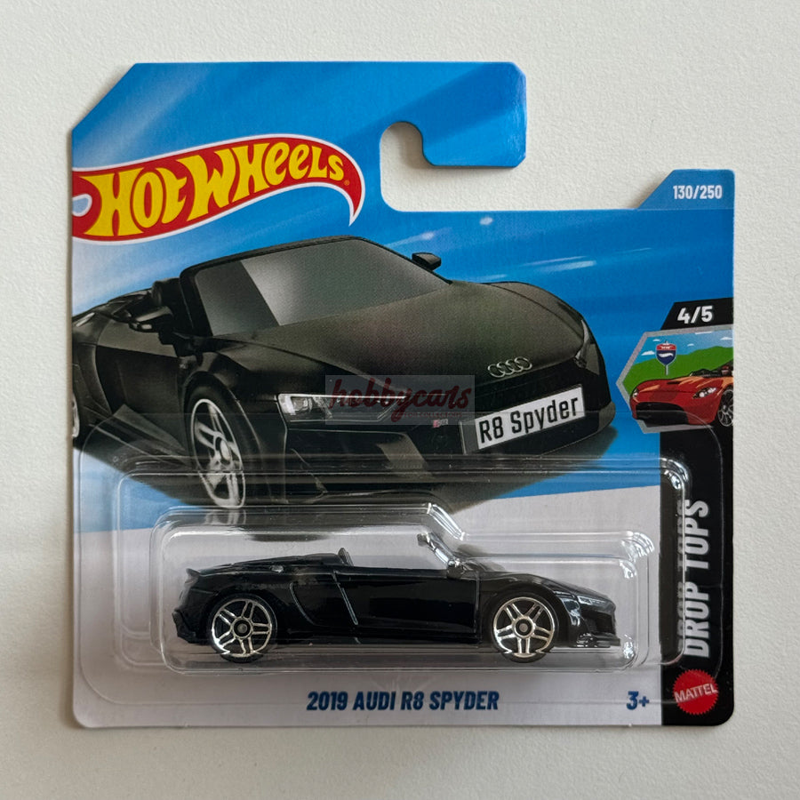 Hot Wheels 2019 Audi R8 Spyder (Black) Short Card Drop Tops 130/250